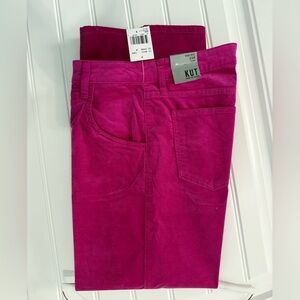 NWT Kut from the Kloth Fuchsia velvet Pants